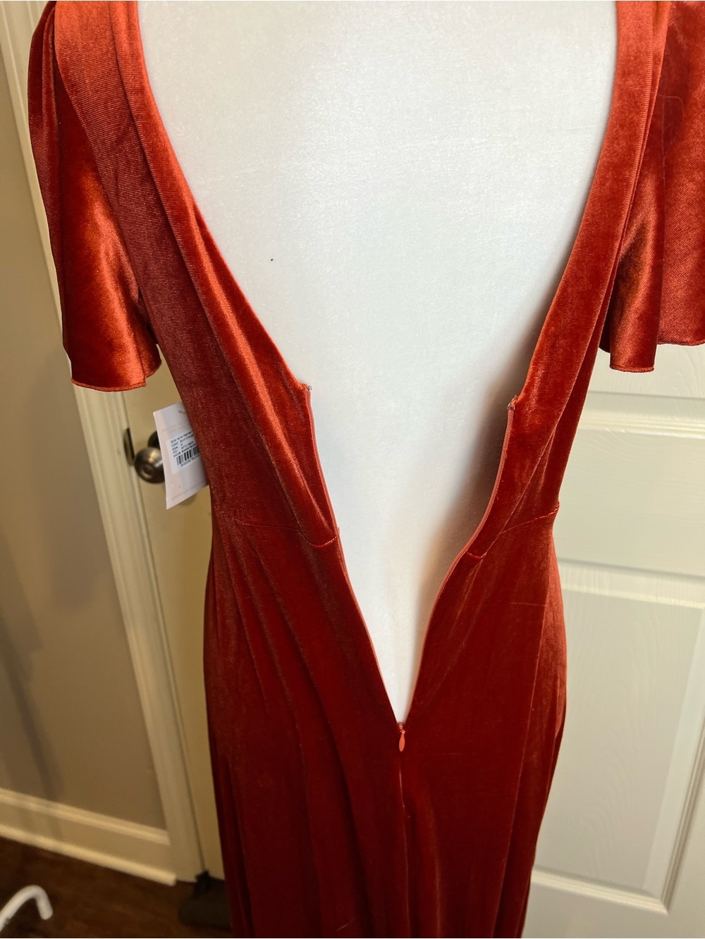 New birdie grey Hannah velvet burnt orange Elegant Velvet Maxi Dress medium - Picture 4 of 11